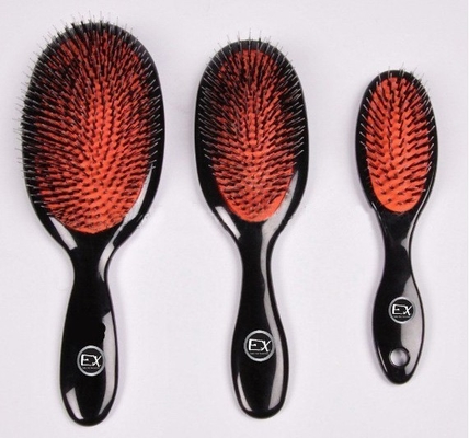 Black Great Paddle Nylon Boar-bristle Round Hair Brush